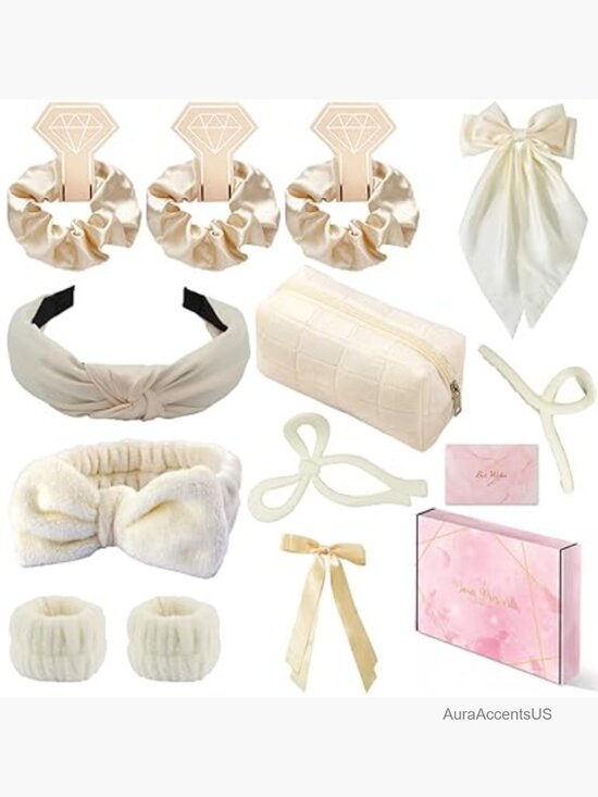 Spa Headband and Wristband Set with Makeup Bag and Hair Accessories main image 4